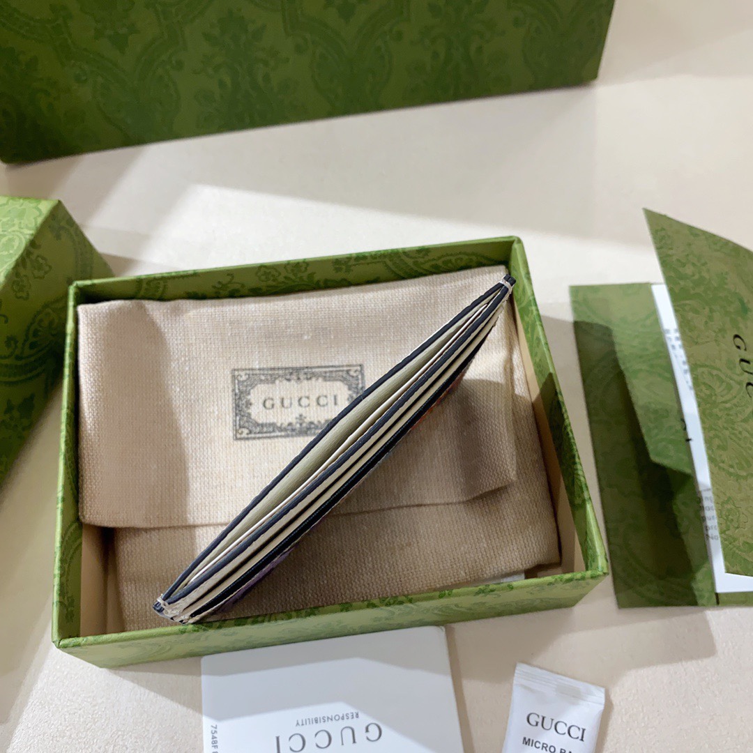 [TOP] GUCCI  𝗸𝗮𝘄𝗮𝗶𝗶 Printed Card Case Wallet 11 x 8.5 x 3 cm