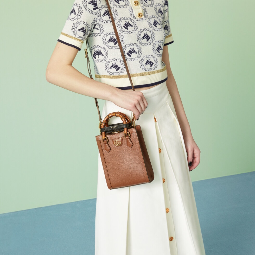 [TOP] GUCCI Diana Mini Tote Bag 15.5cm (W) x 19.5cm (H) x 6cm (D) - Brown