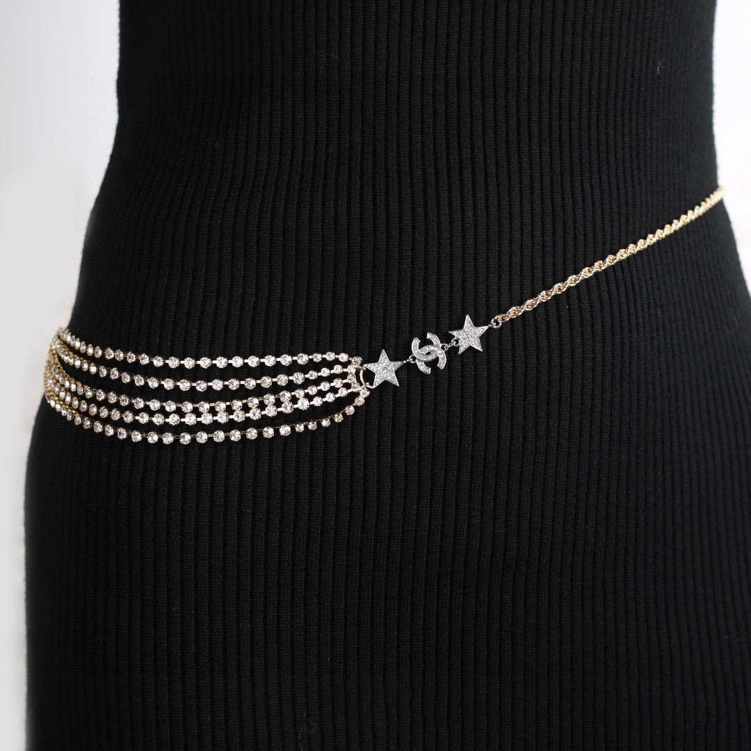 [TOP] CHANEL Multi Layer Crystal Rhinestone Waist Chain