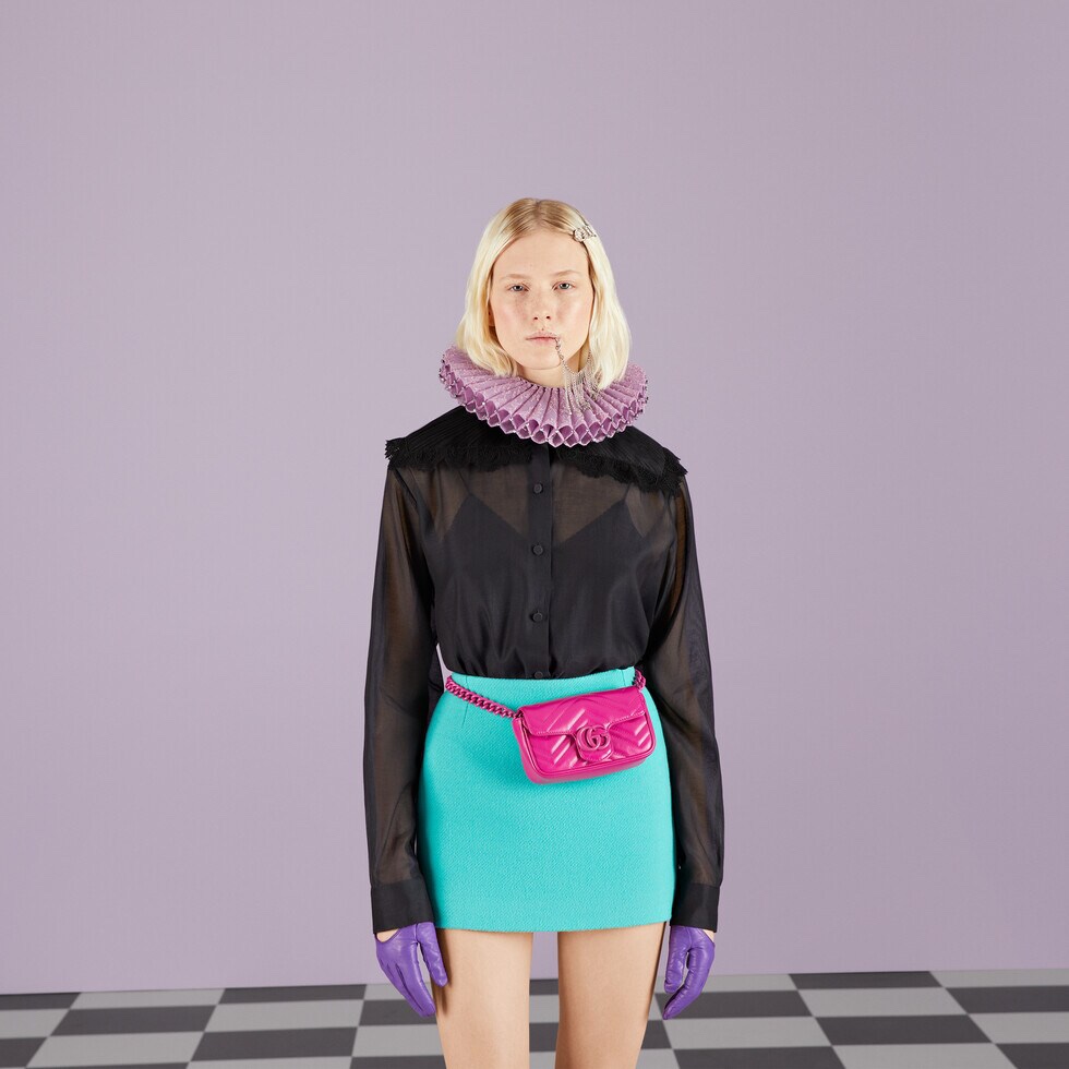 [TOP] GUCCI GG Mini Marmont Bags 16.5cm (W) x 10cm (H) x 5cm (D) - Pink