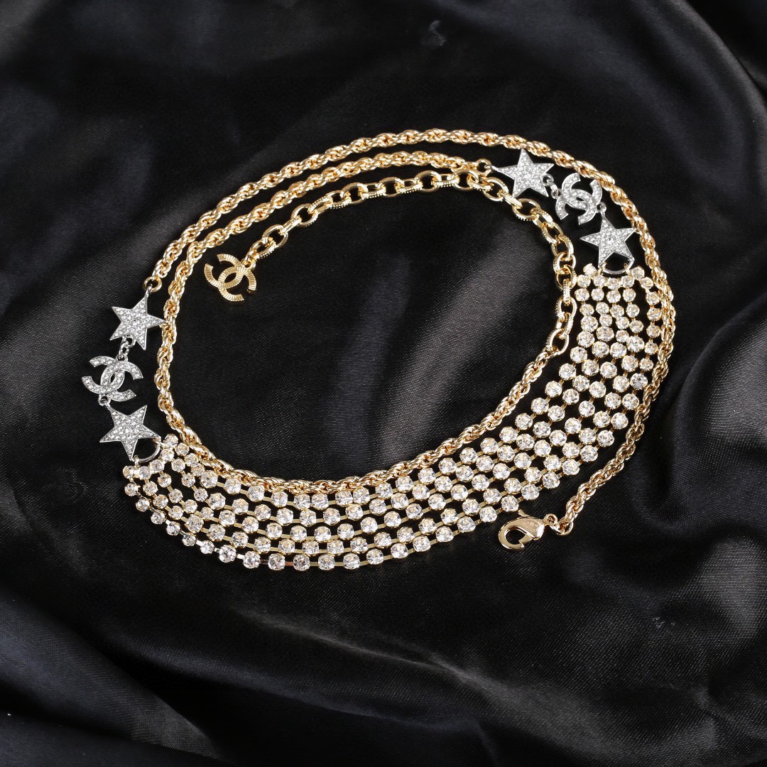 [TOP] CHANEL Multi Layer Crystal Rhinestone Waist Chain