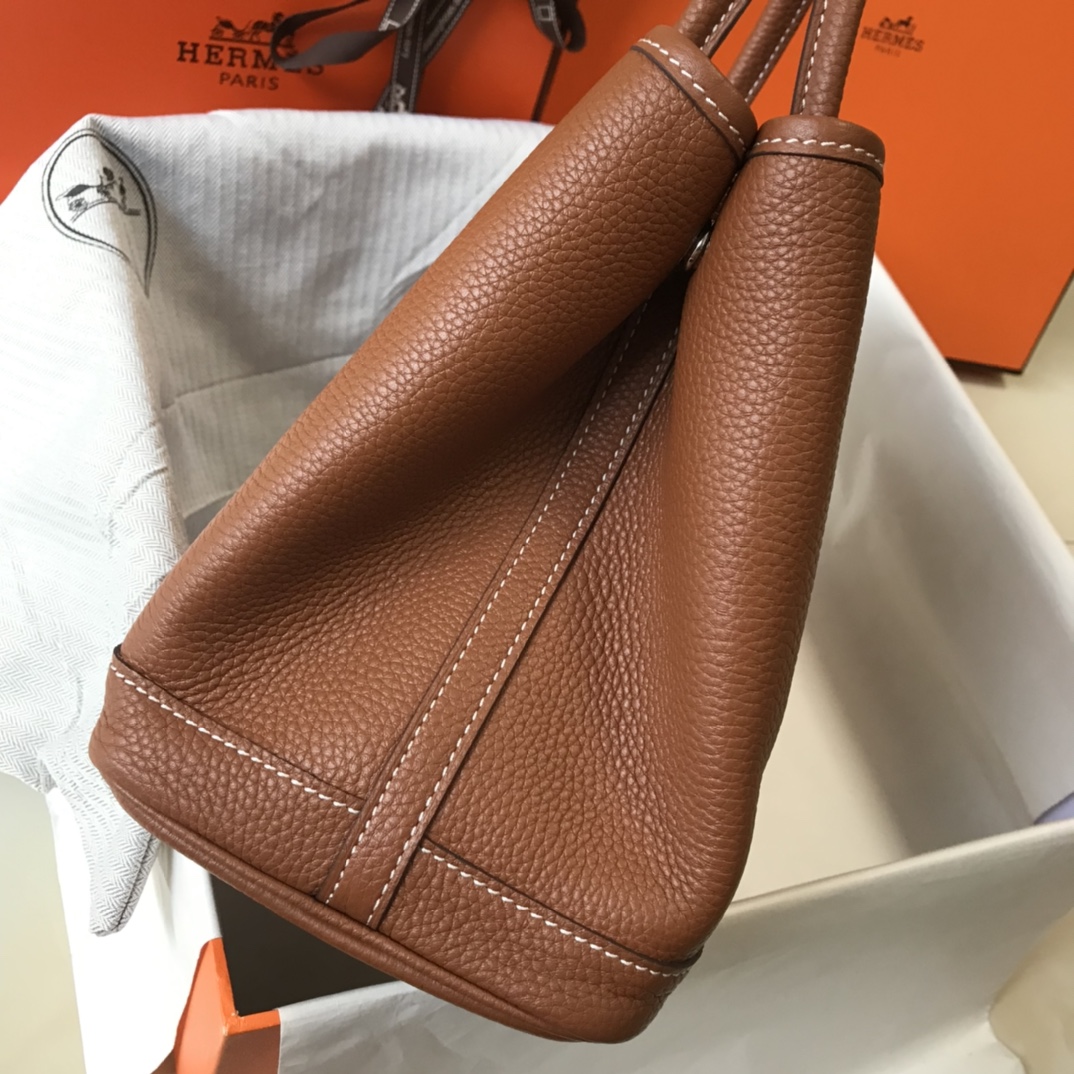 [TOP] HERMES Garden Party Bags Leather 30cm/36cm - Brown