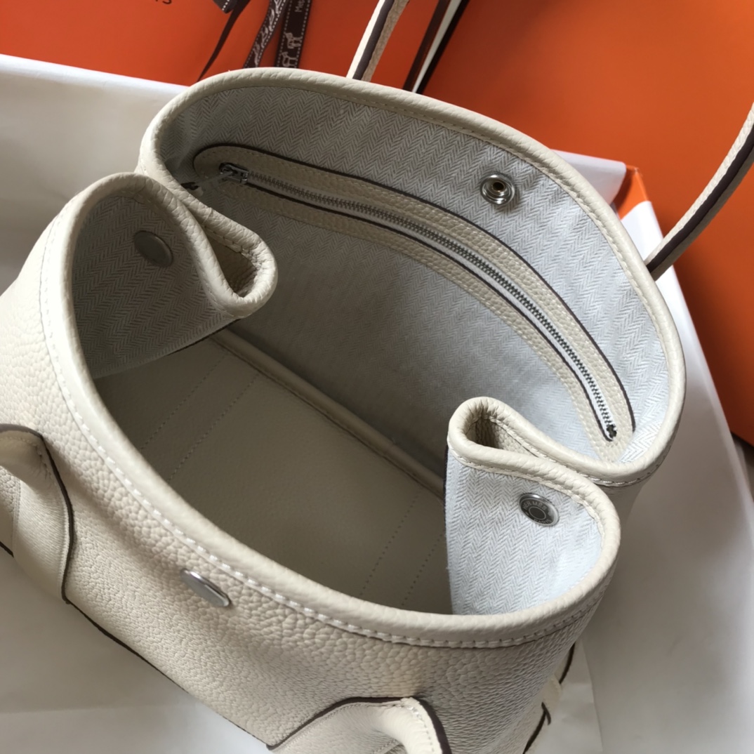 [TOP] HERMES Garden Party Bags Leather 30cm/36cm - White