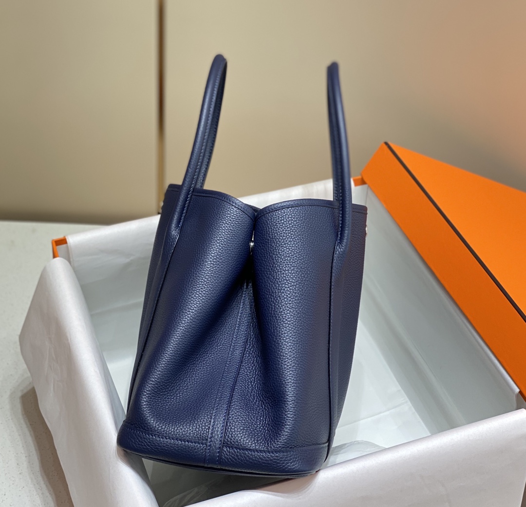 [TOP] HERMES Garden Party Bags Leather 30cm/36cm - Blue