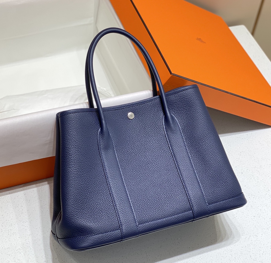 [TOP] HERMES Garden Party Bags Leather 30cm/36cm - Blue