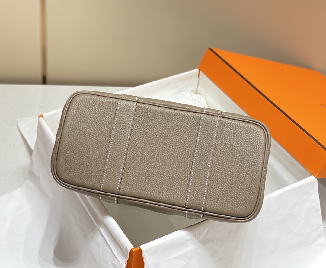[TOP] HERMES Garden Party Bags Canvas With Leather 30cm - Grey