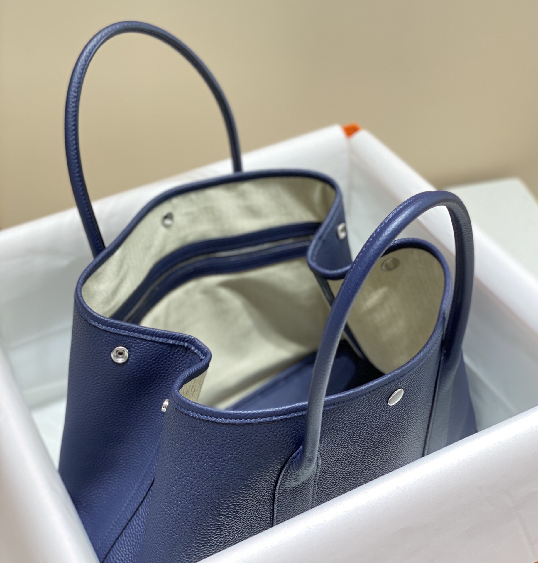 [TOP] HERMES Garden Party Bags Leather 30cm/36cm - Blue
