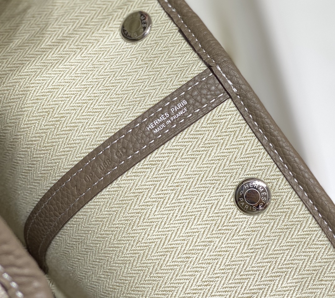 [TOP] HERMES Garden Party Bags Canvas With Leather 30cm - Grey