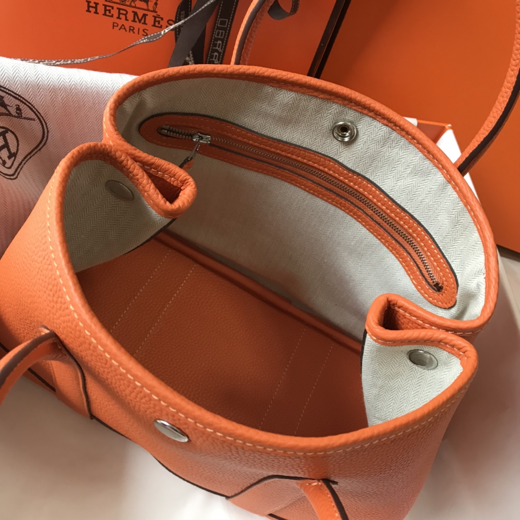[TOP] HERMES Garden Party Bags Leather - Orange