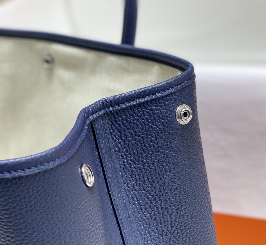 [TOP] HERMES Garden Party Bags Leather 30cm/36cm - Blue