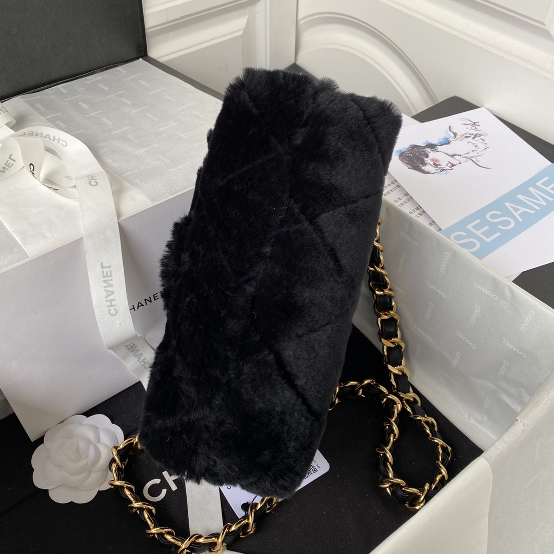 [TOP] CHANEL Classic Flap Bag Wool 18 X 23 X 9 cm - Black & GHW