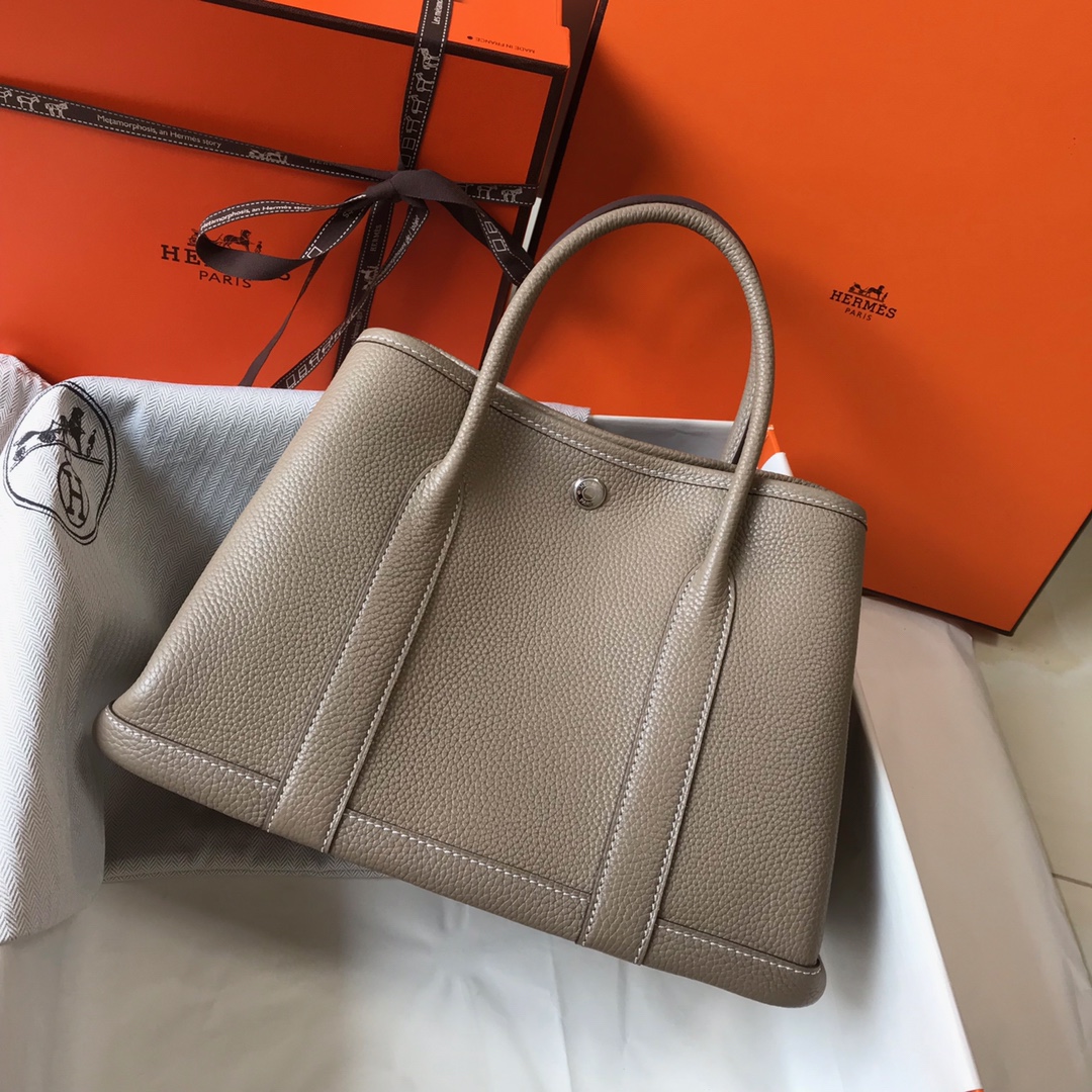 [TOP] HERMES Garden Party Bags Leather 23cm 30cm 36cm - Gris Tourterelle