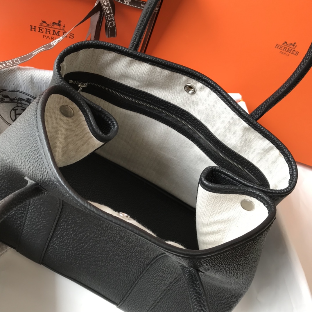 [TOP] HERMES Garden Party Bags Leather 30cm/36cm - Black