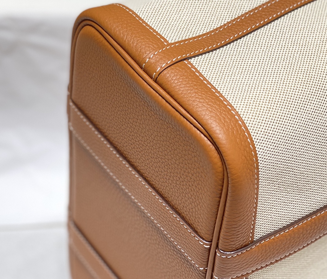 [TOP] HERMES Garden Party Bags Canvas With Leather 30cm - Brown