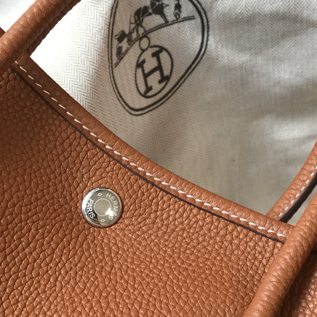 [TOP] HERMES Garden Party Bags Leather 30cm/36cm - Brown