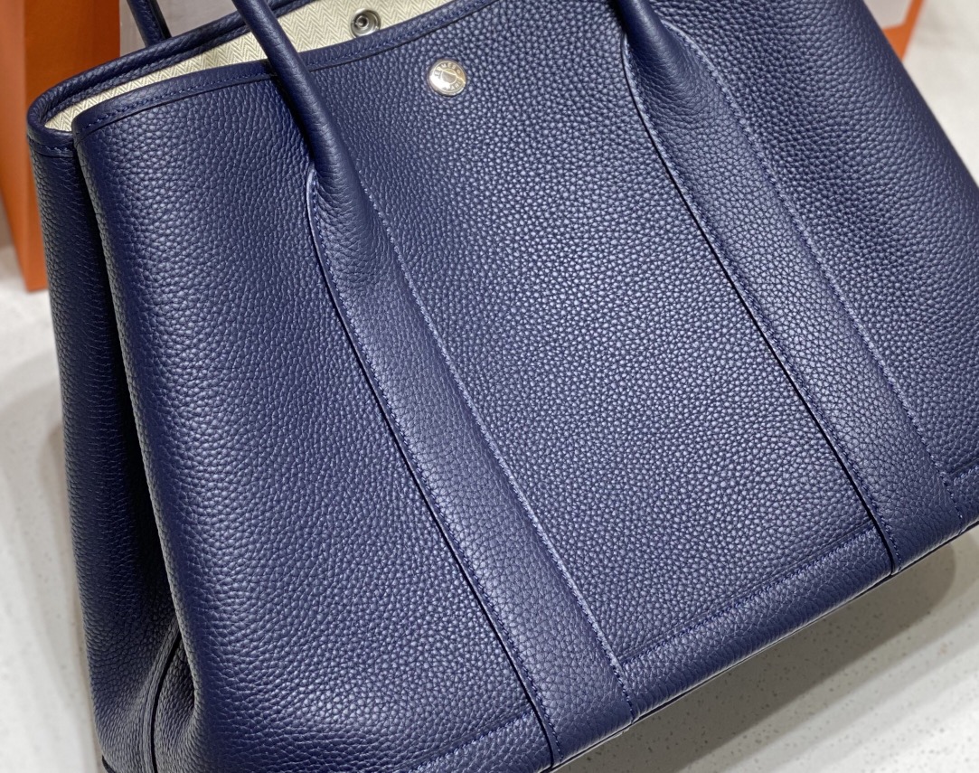 [TOP] HERMES Garden Party Bags Leather 30cm/36cm - Blue