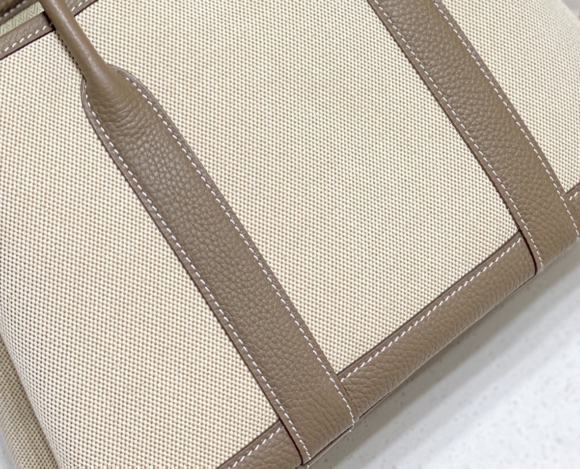 [TOP] HERMES Garden Party Bags Canvas With Leather 30cm - Grey