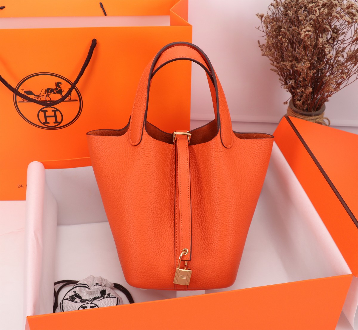 [TOP] HERMES Picotin Lock 18cm TC Leather - Orange