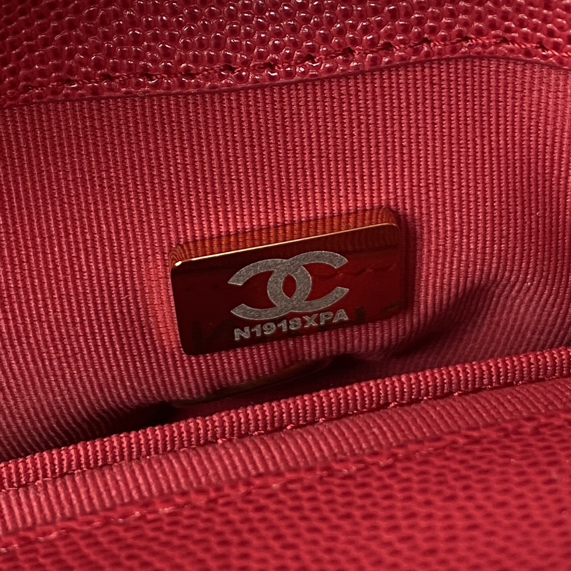 [TOP] CHANEL Classic Flap Bag Coin Calfskin Mini 13 x 17 x 6 cm - Red & GHW