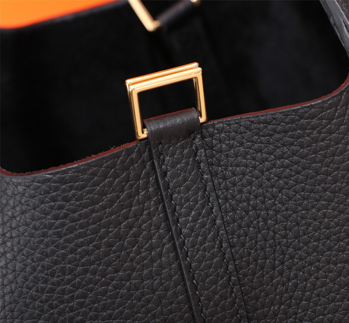[TOP] HERMES Picotin Lock Bag TC Leather 18cm/22cm - Black - GHW/SHW