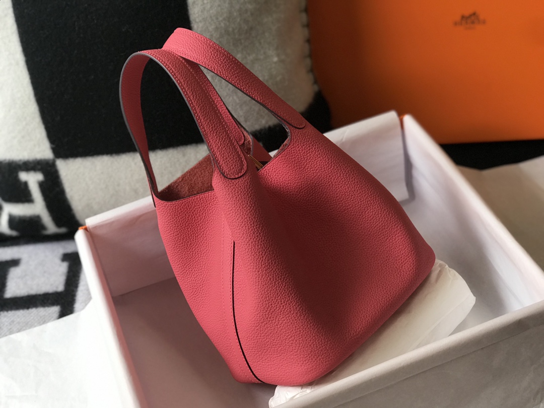 [TOP] HERMES Picotin Lock Bag Togo Leather 18cm 22cm - Rose Lipstick
