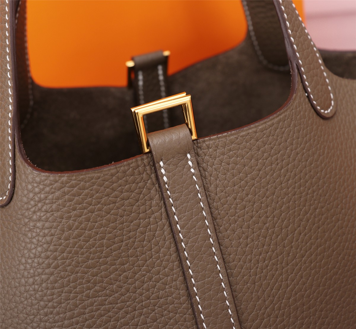 [TOP] HERMES Picotin Lock Bag TC Leather 18cm/22cm - Etoupe - GHW/SHW