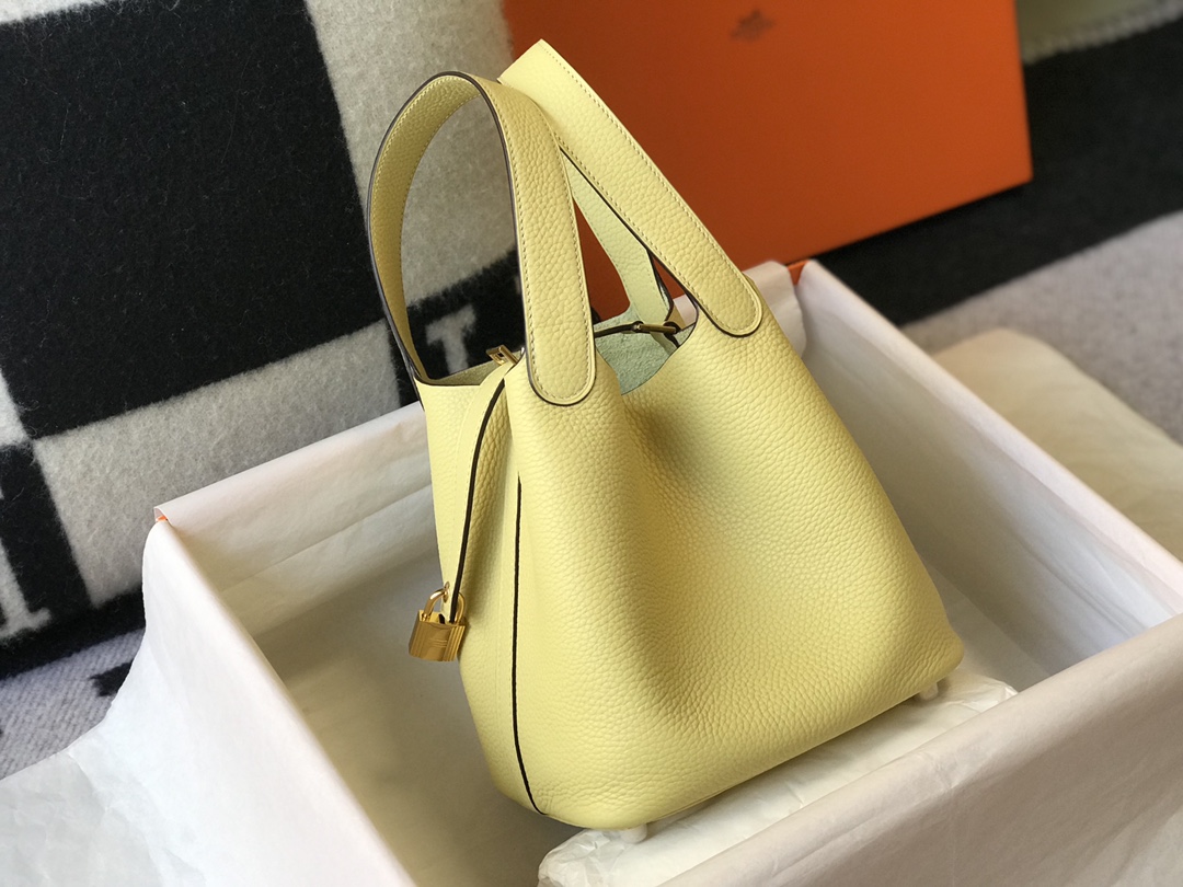 [TOP] HERMES Picotin Lock Bag Togo Leather 18cm 22cm - Jaune Poussin