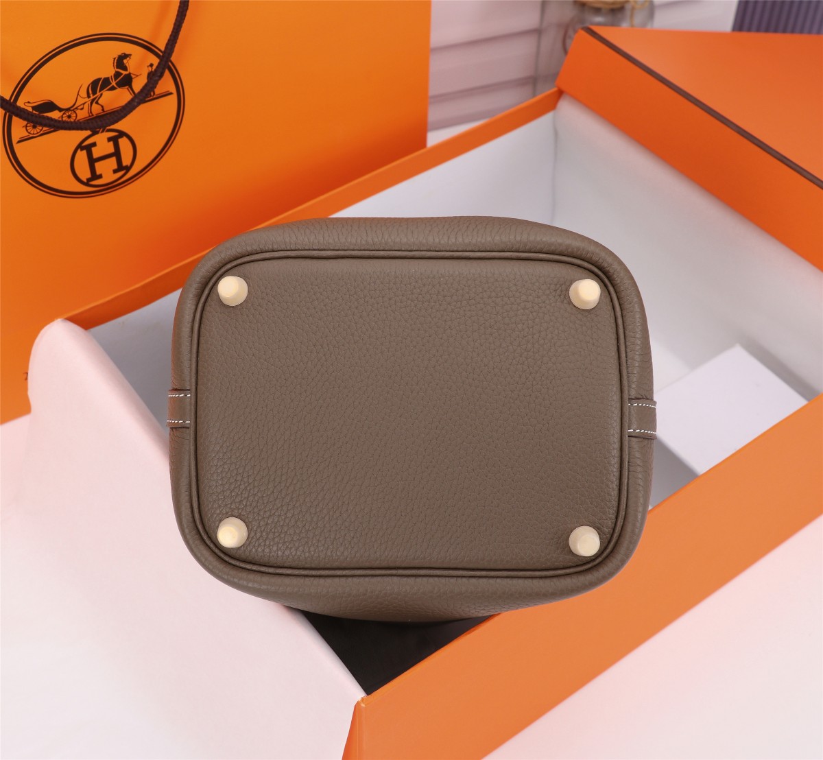 [TOP] HERMES Picotin Lock Bag TC Leather 18cm/22cm - Etoupe - GHW/SHW