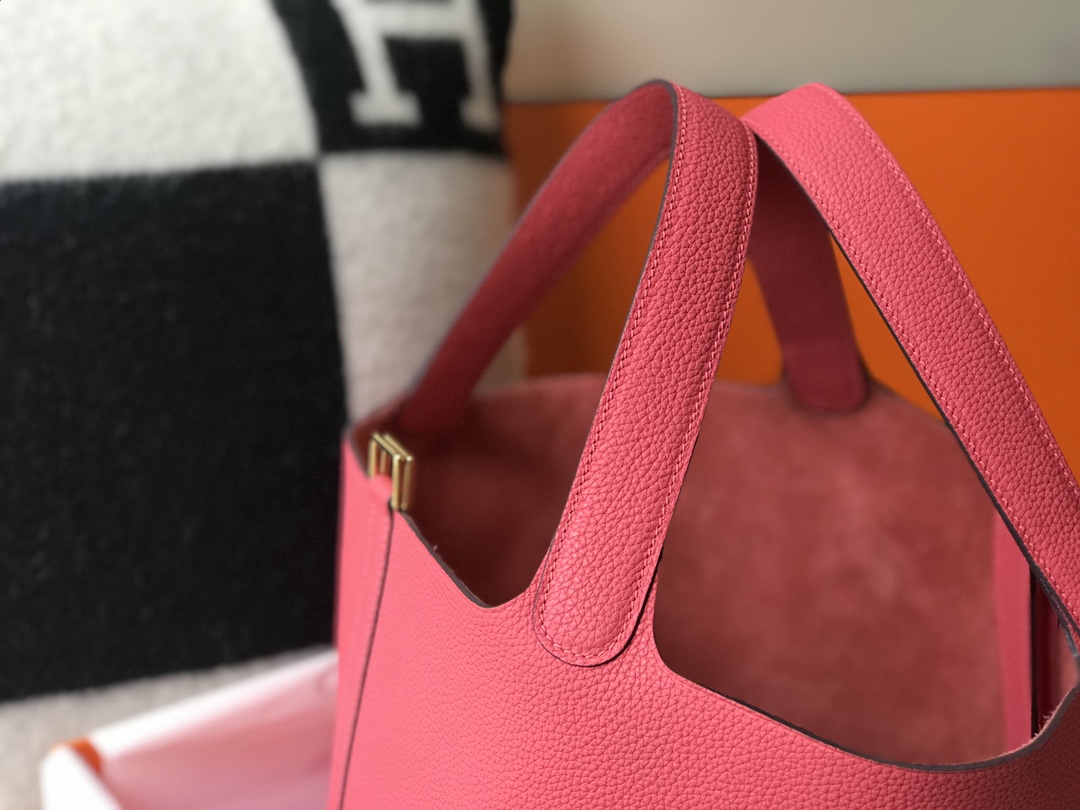 [TOP] HERMES Picotin Lock Bag Togo Leather 18cm 22cm - Rose Lipstick