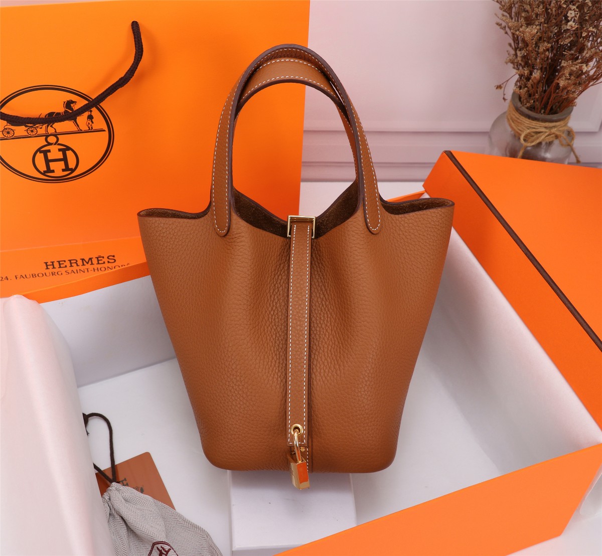 [TOP] HERMES Picotin Lock Bag TC Leather 18cm/22cm - Gold - GHW/SHW