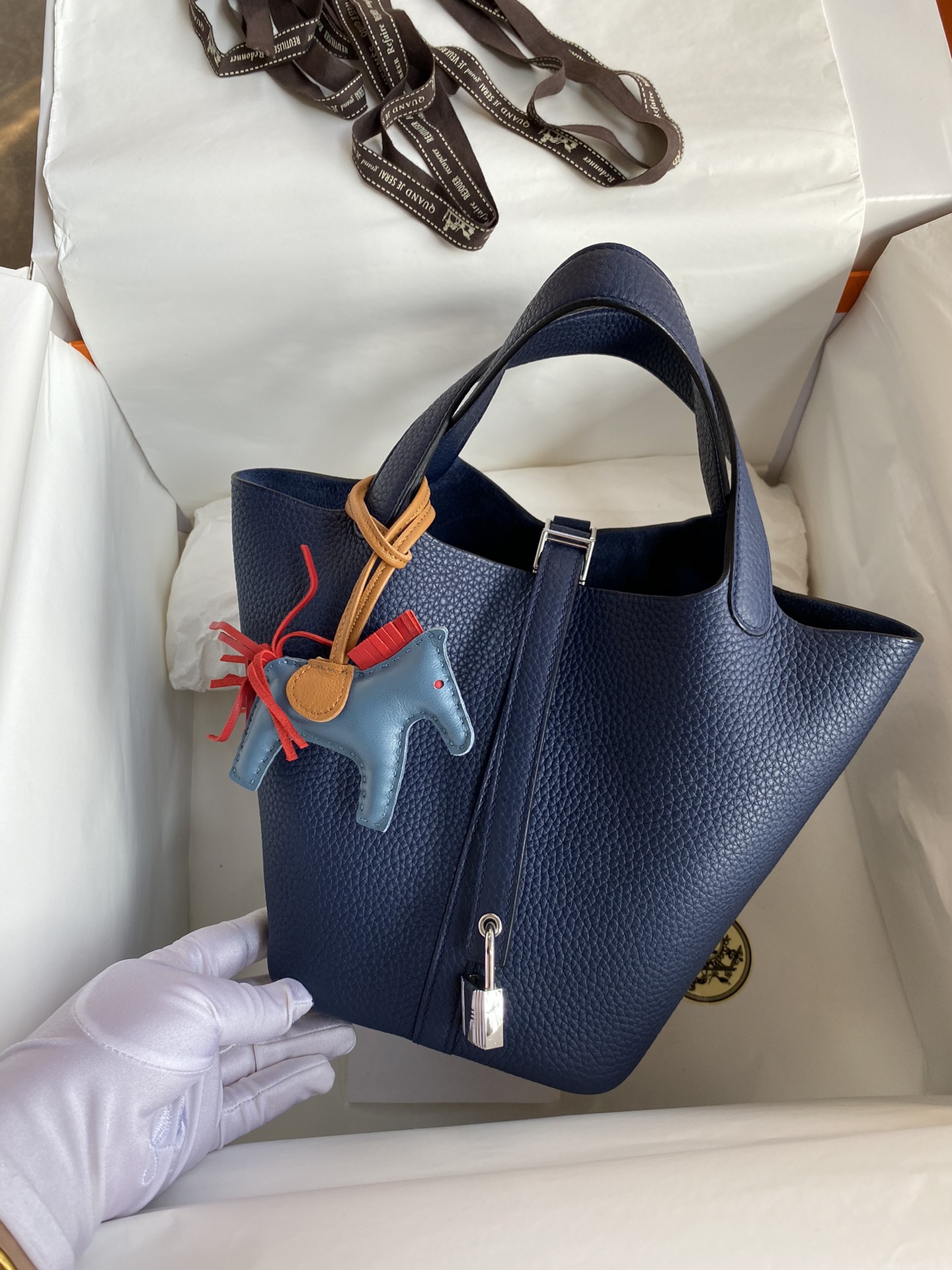 [TOP] HERMES Picotin Lock Bag TC Leather 18cm/22cm - Blue Sapphire - GHW/SHW