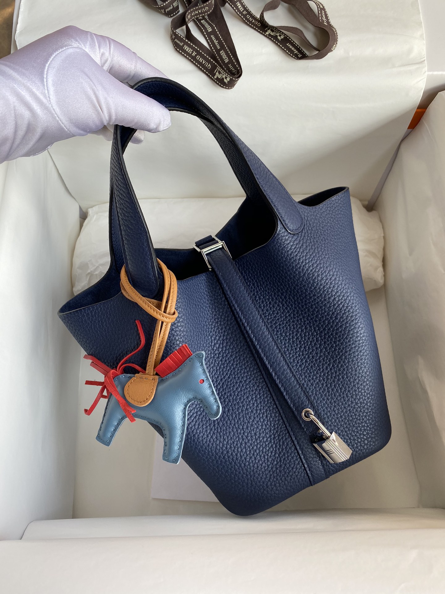 [TOP] HERMES Picotin Lock Bag TC Leather 18cm/22cm - Blue Sapphire - GHW/SHW