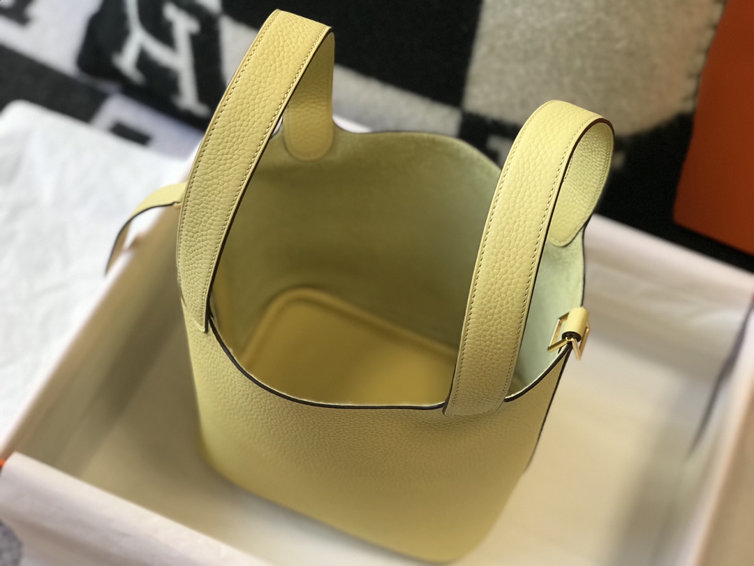 [TOP] HERMES Picotin Lock Bag Togo Leather 18cm 22cm - Jaune Poussin