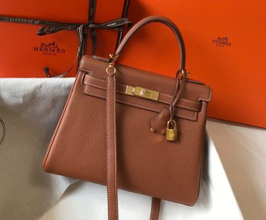 [TOP] HERMES  Kelly Togo Leather 25cm - Brown & GHW