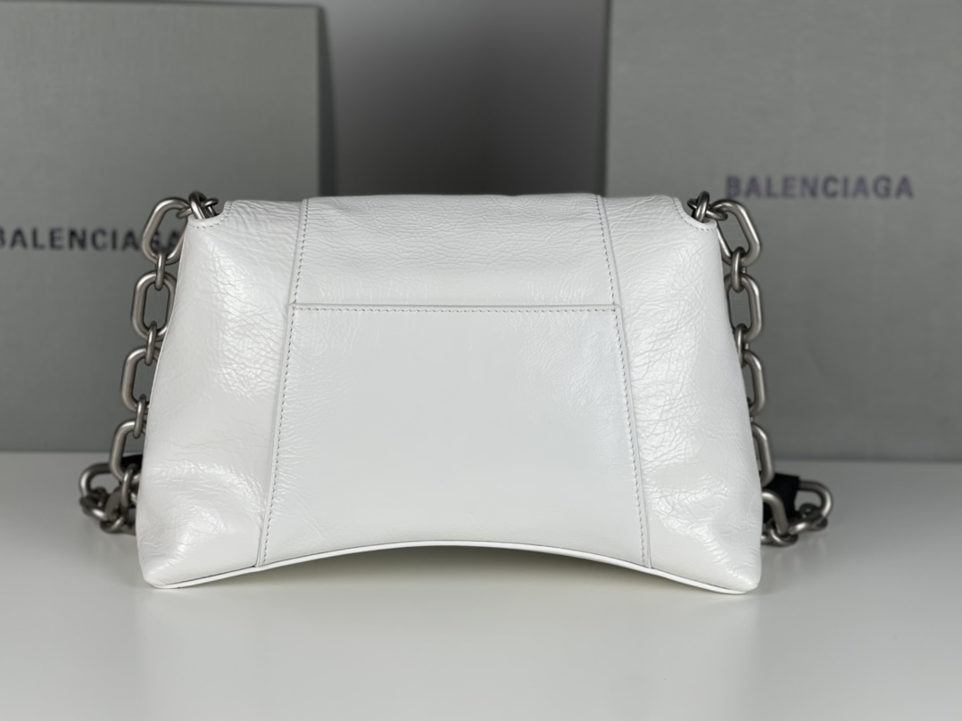 [TOP] BALENCIAGA Wax Skin Downtown Bag 29 x 10 x 18 cm - White & SHW