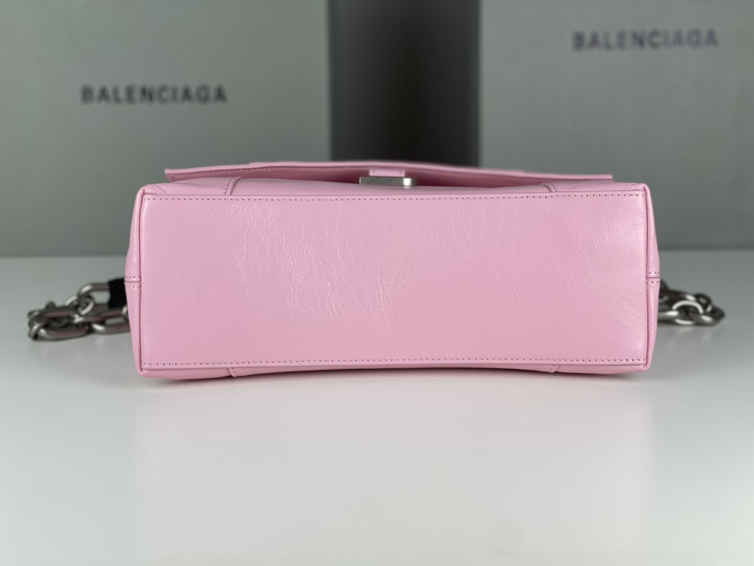 [TOP] BALENCIAGA Wax Skin Downtown Bag 29 x 10 x 18 cm - Pink & SHW