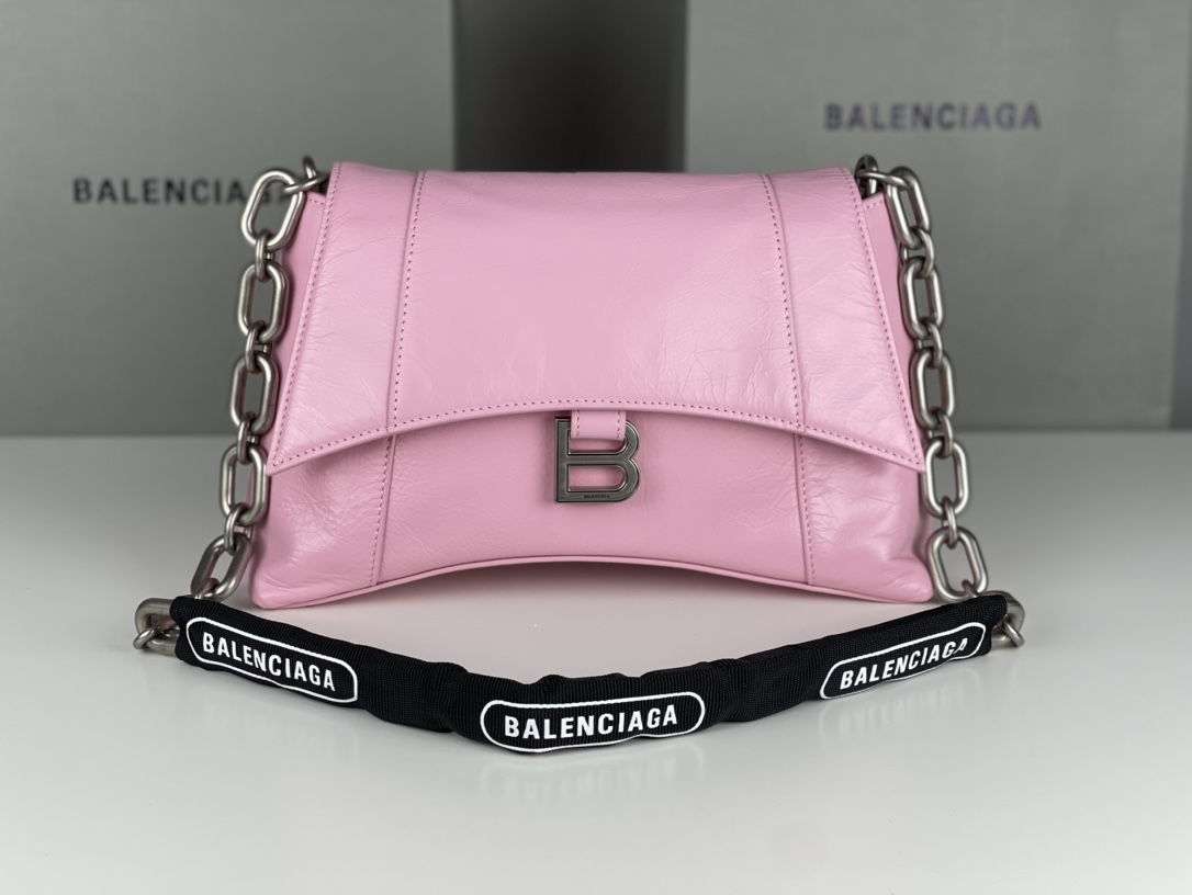 [TOP] BALENCIAGA Wax Skin Downtown Bag 29 x 10 x 18 cm - Pink & SHW