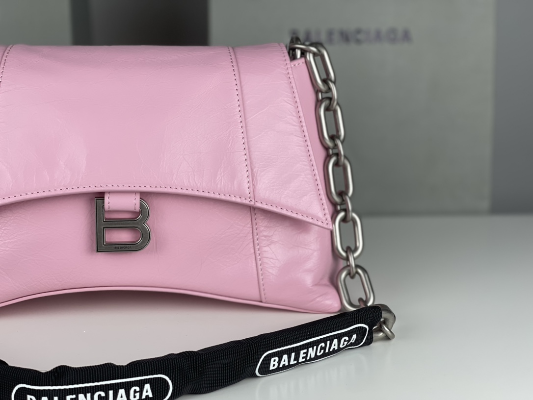 [TOP] BALENCIAGA Wax Skin Downtown Bag 29 x 10 x 18 cm - Pink & SHW