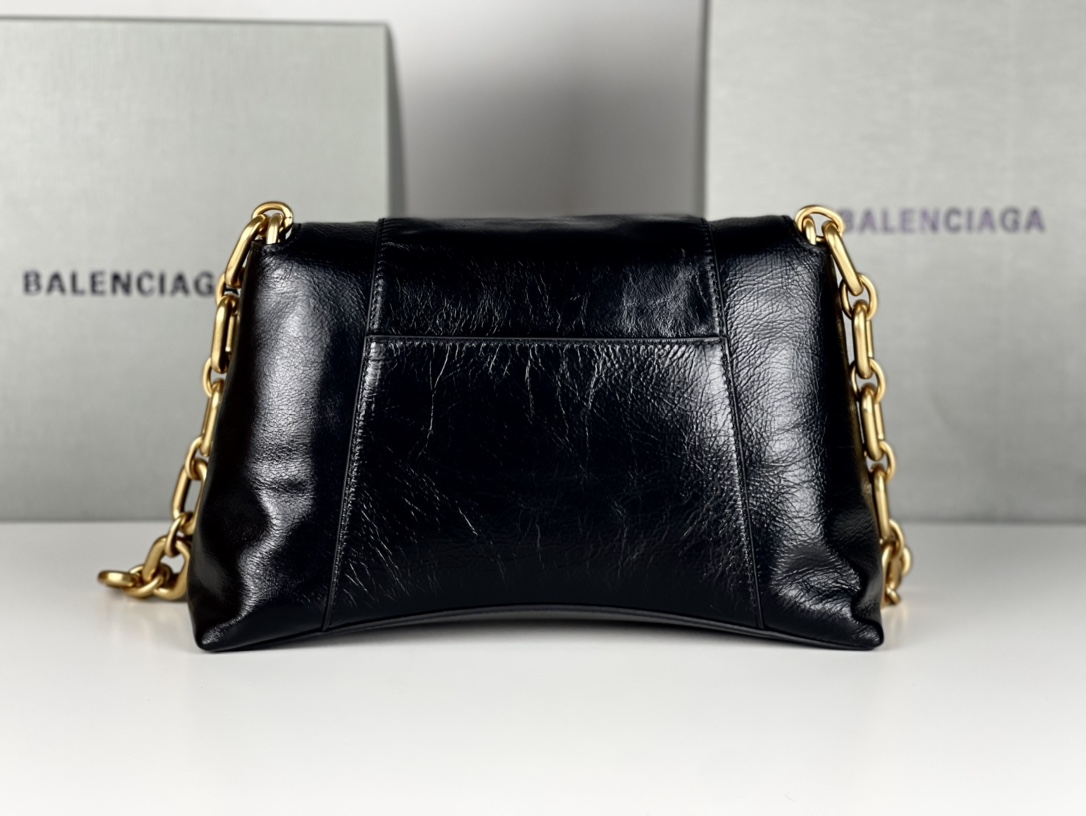 [TOP] BALENCIAGA Wax Skin Downtown Bag 29 x 10 x 18 cm - Black & GHW