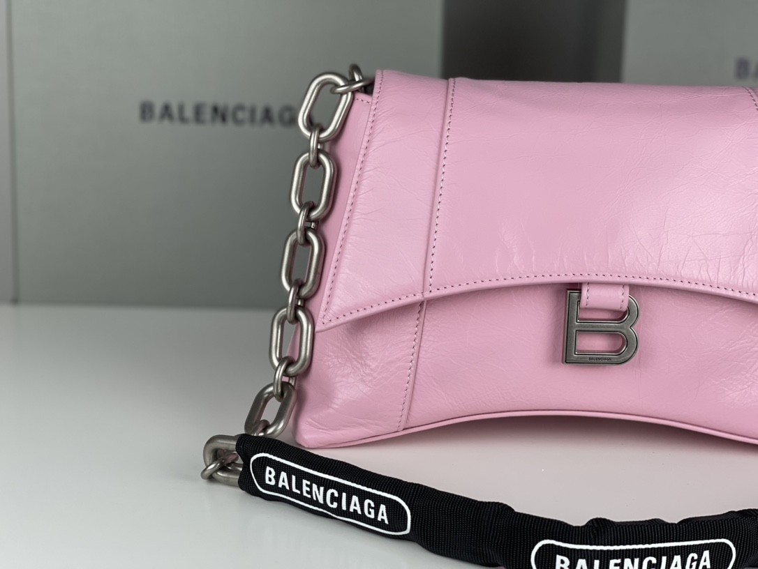 [TOP] BALENCIAGA Wax Skin Downtown Bag 29 x 10 x 18 cm - Pink & SHW