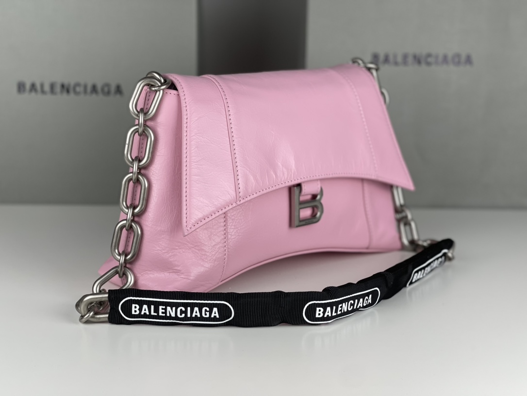 [TOP] BALENCIAGA Wax Skin Downtown Bag 29 x 10 x 18 cm - Pink & SHW