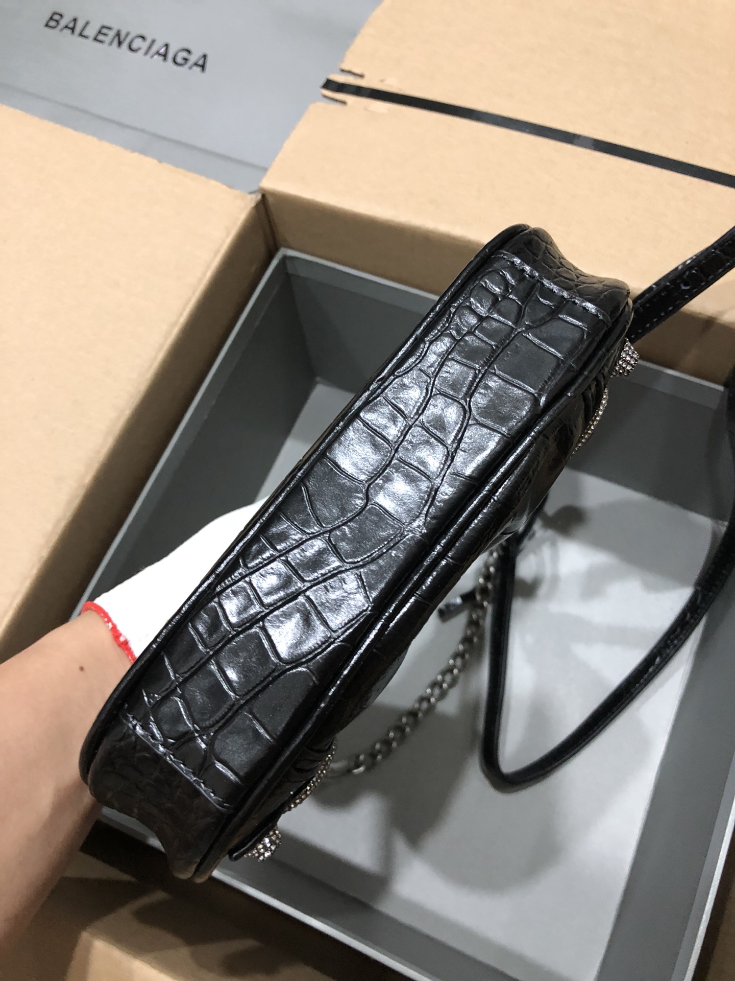 [TOP] BALENCIAGA Le Cagole Bag Mini 20 X 11 X 4 cm - Crocodile Pattern Black