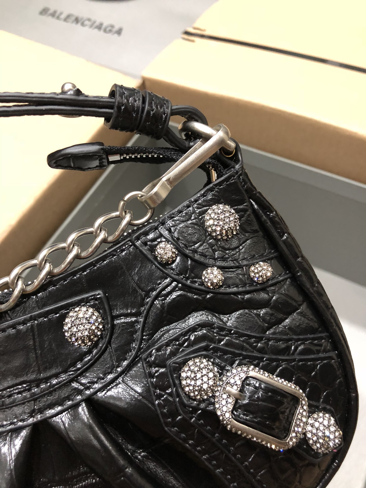 [TOP] BALENCIAGA Le Cagole Bag Mini 20 X 11 X 4 cm - Crocodile Pattern Black