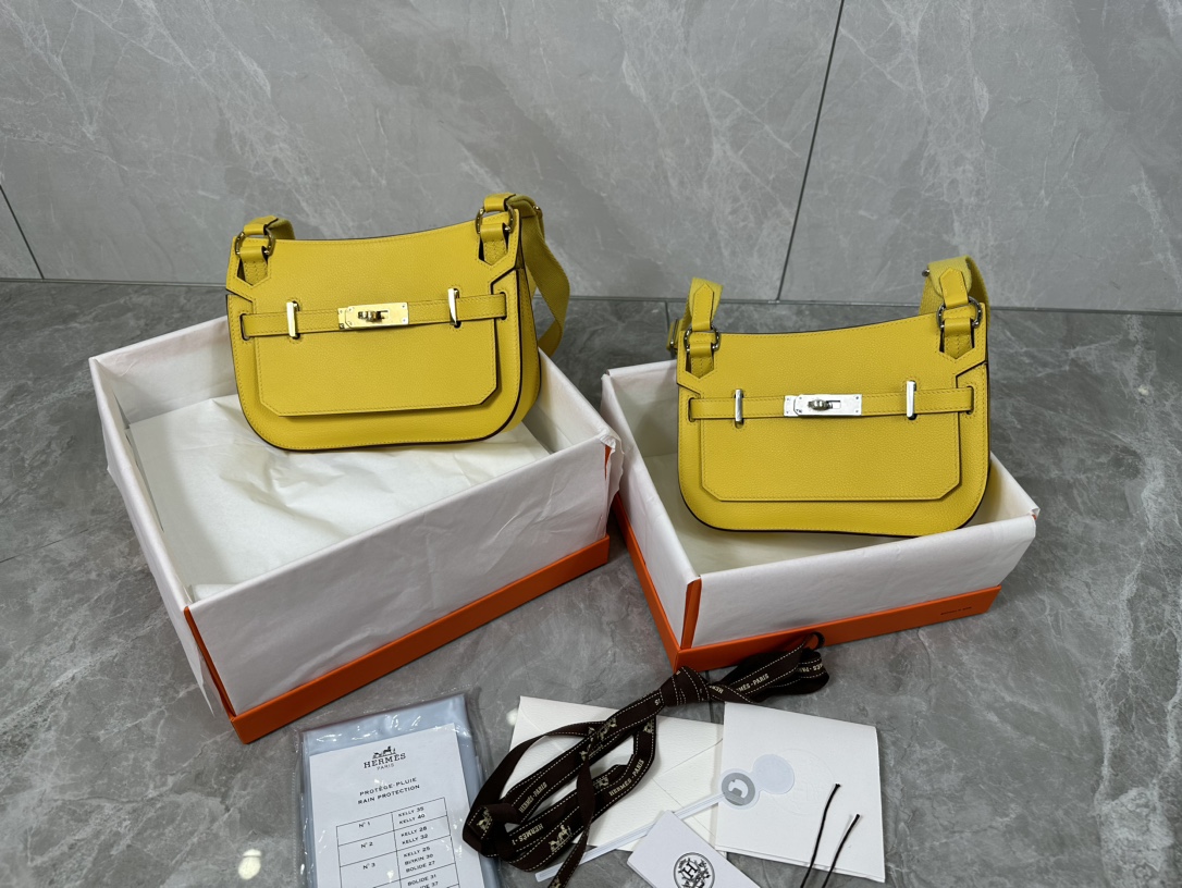 [TOP] HERMES Evercolor Jypsiere Bag 23cm - Yellow  - GHW/SHW