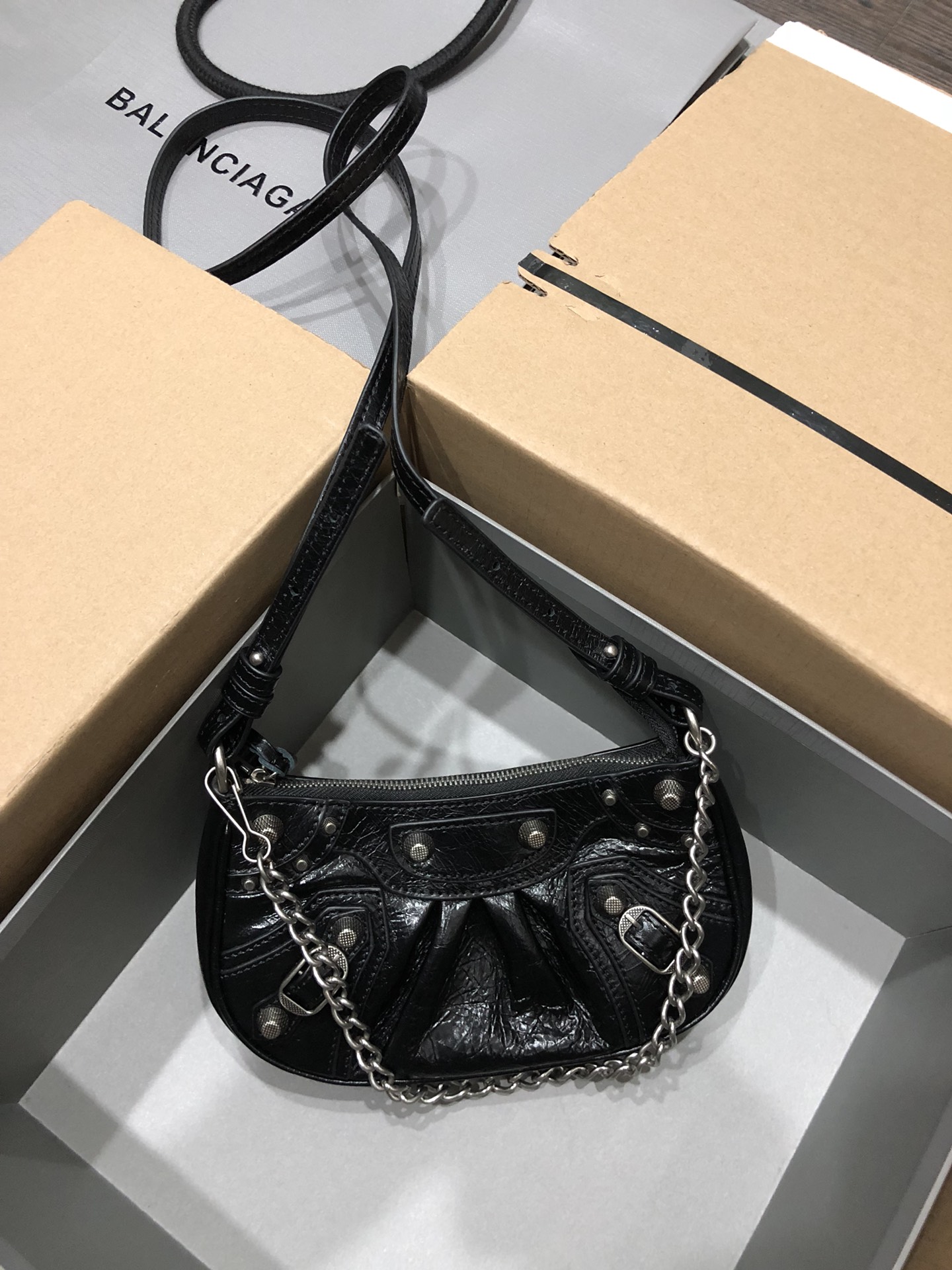 [TOP] BALENCIAGA Le Cagole Bag Mini  20 X 11 X 4 cm - Burst Crack Black