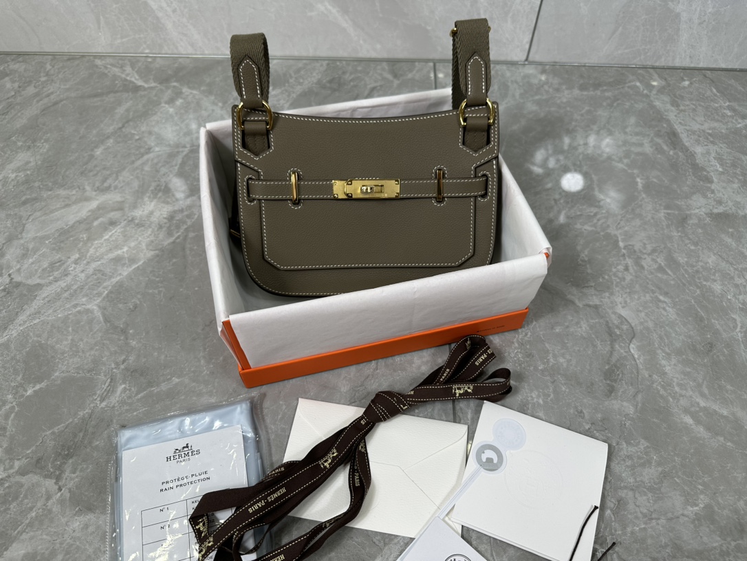 [TOP] HERMES Evercolor Jypsiere Bag 23cm - Grey - GHW/SHW