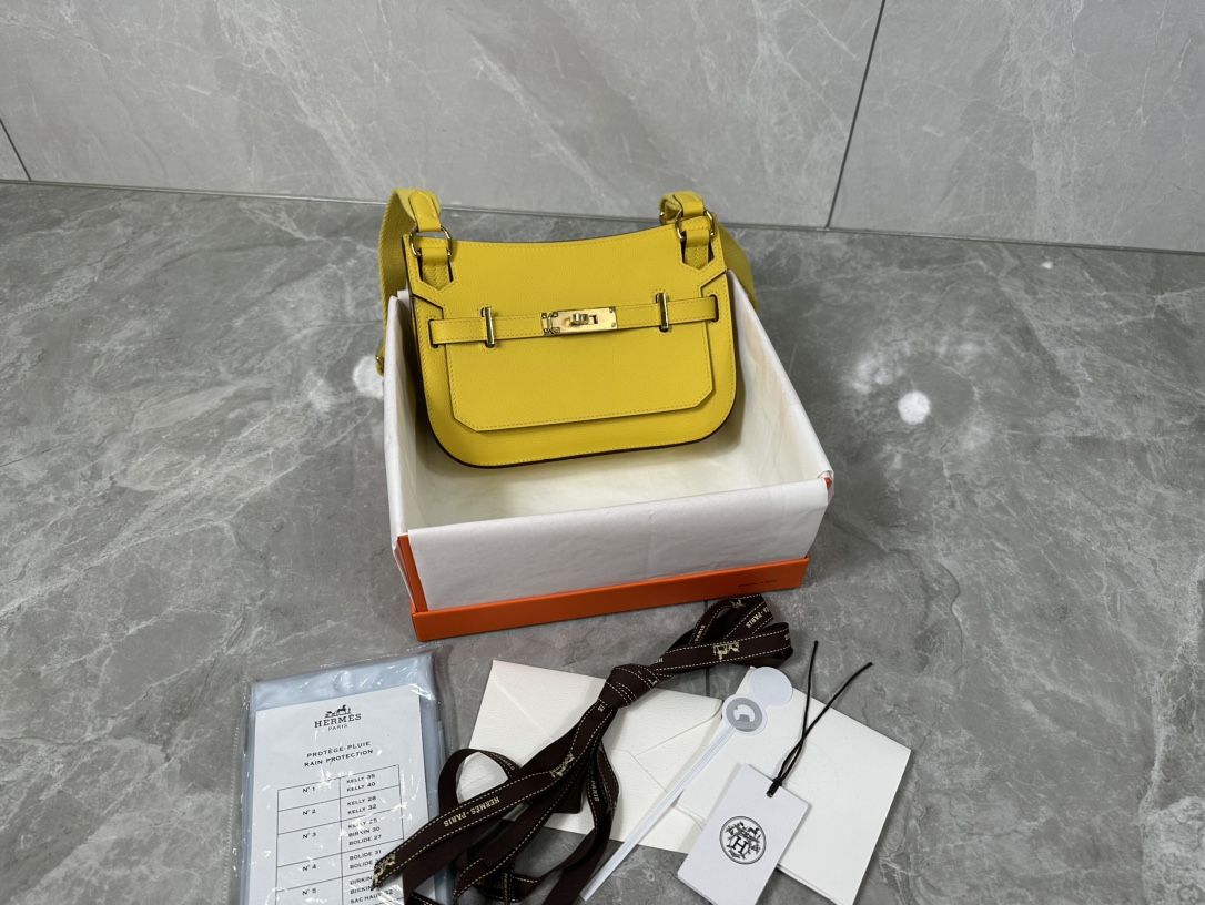 [TOP] HERMES Evercolor Jypsiere Bag 23cm - Yellow  - GHW/SHW