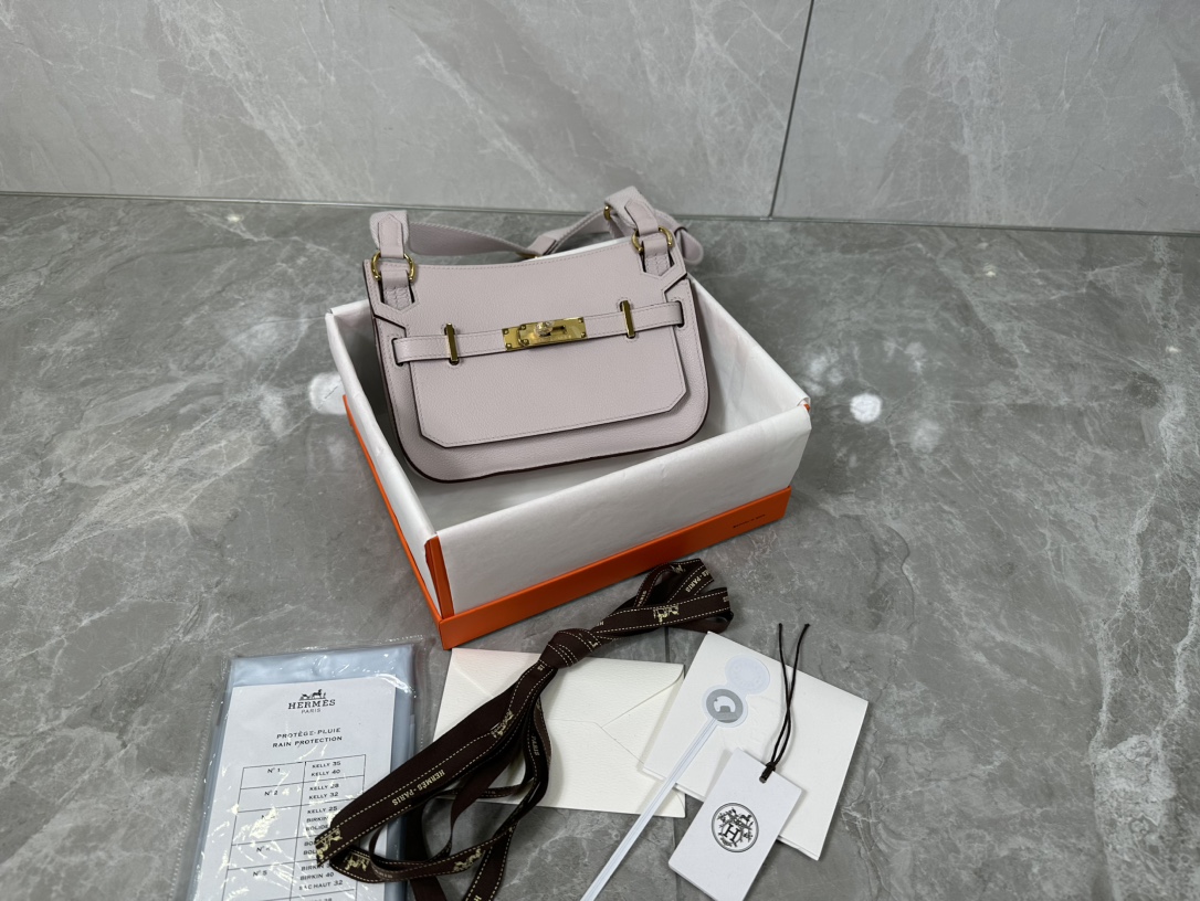 [TOP] HERMES Evercolor Jypsiere Bag 23cm - Pink - GHW/SHW