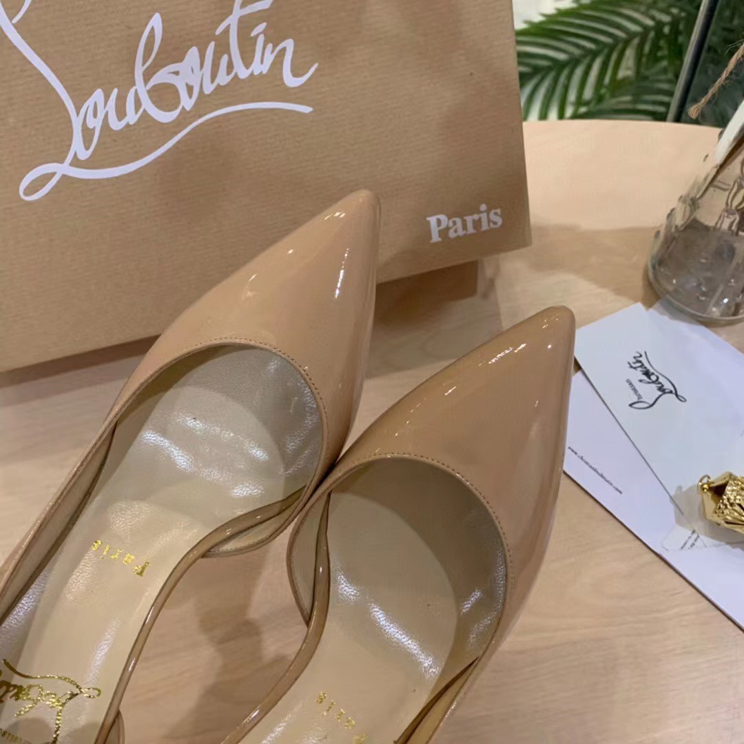 [TOP] Christian Louboutin Sling Pumps - Beige