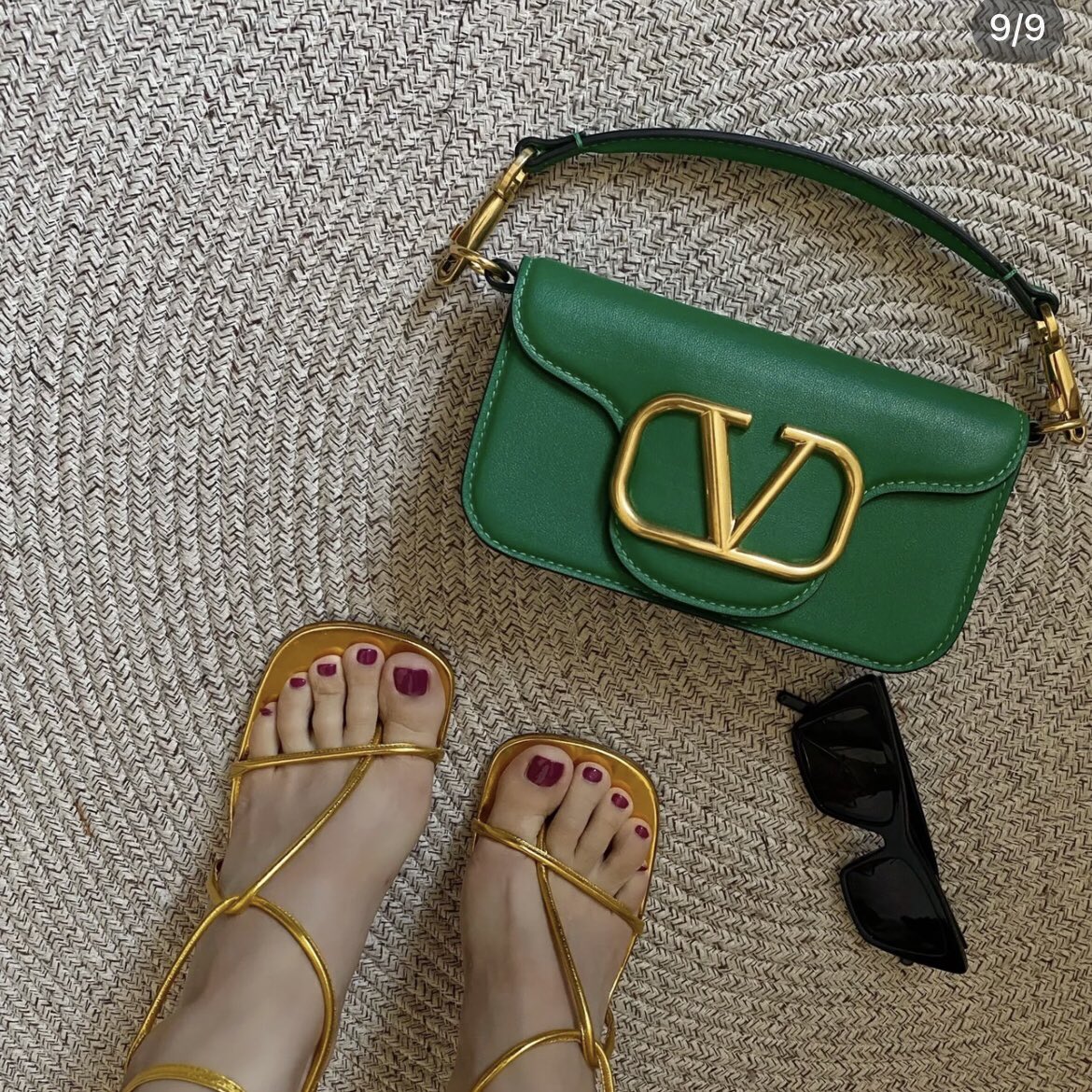 [TOP] VALENTINO Cowhide Loco Bags 20x11x5cm - GHW